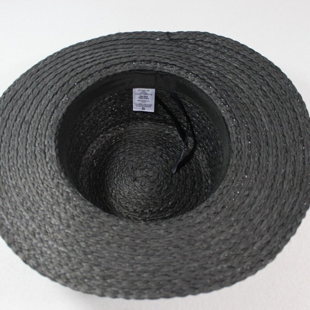 Time And Tru Black Boater Hat With Ribbon Trim Women's One Size Sun Hat - Picture 5 of 5
